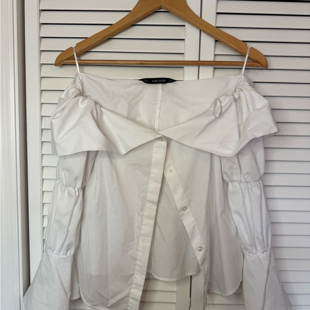 Zara White Off-Shoulder Women's Top